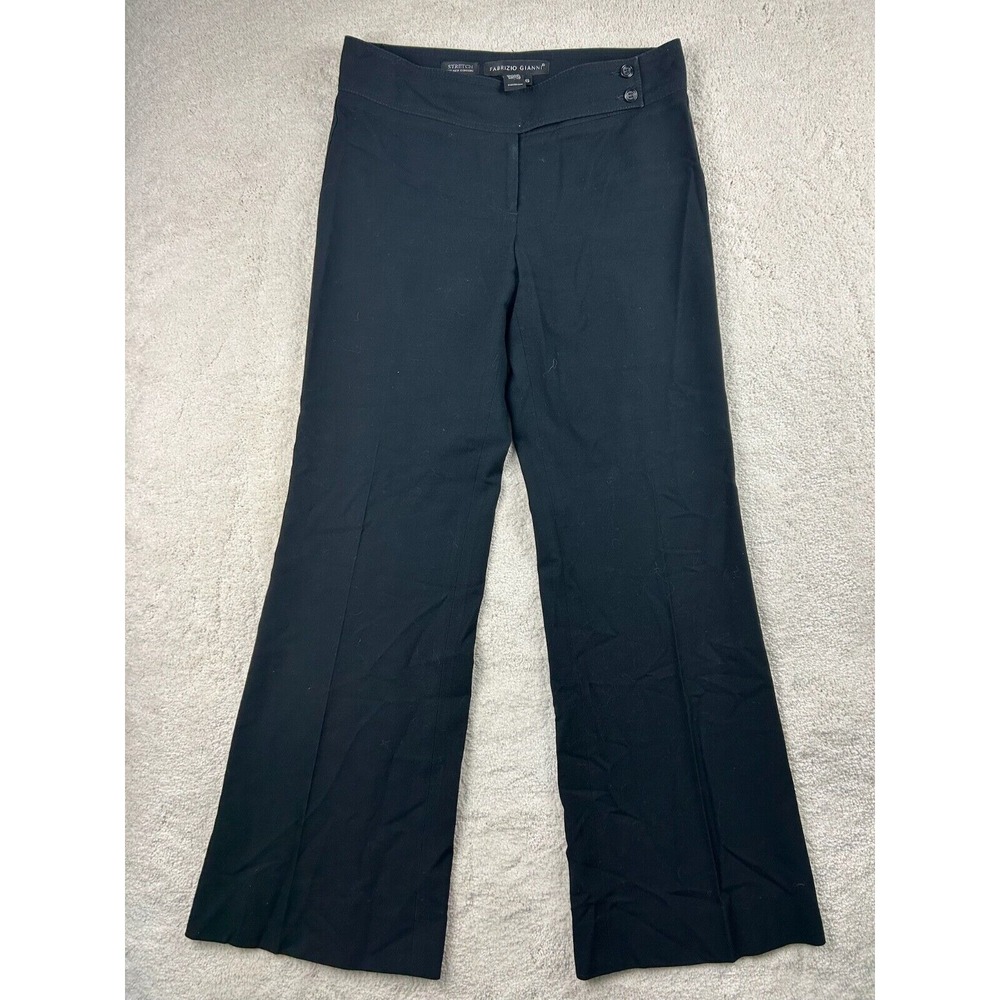 FABRIZIO GIANNI Womens Size 6 Stretch Straight Dress Pants Black Corporate Goth